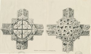 利奇菲尔德大教堂内部-雕刻的树叶：石版画，nd [?19世纪] (印刷品) 作者 学校英语
