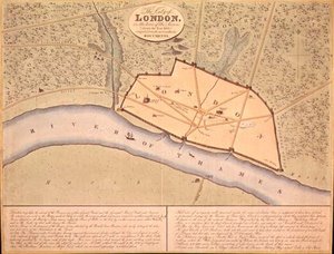 萨克森时代的伦敦地图，约公元900-950年（雕刻）。