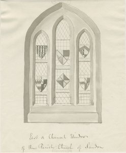 Sandon Church - East window of Chancel: sepia wash drawing, nd [?18th cent] (drawing) 作者 学校英语