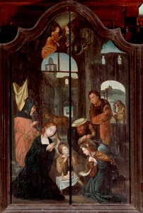 Triptych of the Nativity, Central panel (oil on wood) 作者 佛兰芒语学校