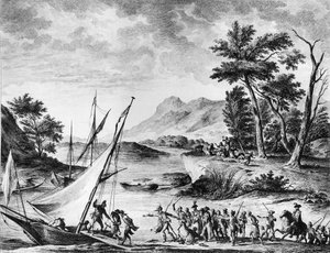 法国大革命。1793年7月25日，法国大使查尔斯-路易-胡格-德-塞蒙维尔（1759-1839）和胡格-伯纳德-马雷特（1763-1839）在诺瓦特被捕。杜普西-贝尔托的雕刻和绘画。巴黎，Revolu历史研究所图书馆 作者 法语学校