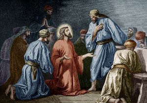 耶稣基督教导约翰祷告（彩色雕刻）