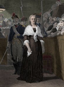 玛丽-安托瓦内特女王（1755-1793）1793年10月被革命法庭定罪"（法国女王玛丽-安托瓦内特（1755-1793）在革命法庭受审期间，1793年10月）。