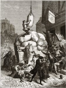 面粉之战。1775年左右对巴黎面包店的掠夺（法国大革命的第一个成果）。