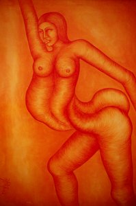 布面丙烯画融合女性 作者 印度学校