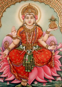 拉克希米女神拉克希米象牙迷你画 作者 印度学校