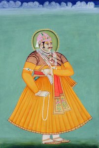 斋浦尔大君 Sawai Madho Singh 的微型绘画 作者 印度学校