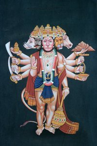 Shri Panchmukhi Hanuman（水粉和水彩，纸本） 作者 印度学校