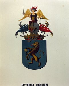 米兰Attendolo Bolognini家族的徽章，上面有狮子 "dragonne"。 作者 学校意大利语