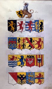 荷兰的 Blazon（荷兰、佛兰德斯、埃诺）与龙，米兰的 Archivio di Stato