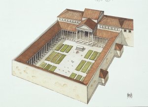 重建的提图斯-弗拉维乌斯-维斯帕西亚努斯建造的论坛（彩色平版印刷）。 作者 学校意大利语