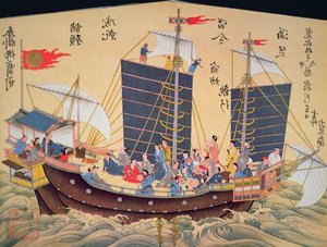 18 世纪的日本商船（木版画） 作者 学校日语