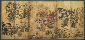 江户时代夏秋之花（纸上金本色） 作者 日本学校