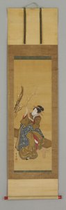 浮世绘，坐在长椅上的女人 作者 日本学校