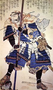 旧日本的勇士（彩色木版画） 作者 学校日语