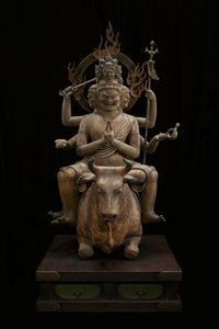 令人敬畏的智慧之王（DaiitokuMyōō）（彩色水晶，水晶，金叶和金属） 作者 日本学校