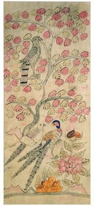 八折屏风中的一块画板（纸张上的天然颜料） 作者 学校韩语