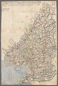 朝鲜的一个道，Korae 道的地图，显示活塞站和主要路线 作者 学校韩语