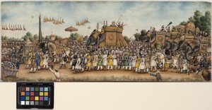 阿克巴·沙阿二世（Akbar Shah II）乘骑大象，摄于1835年（不透明的水彩和金色的象牙色）