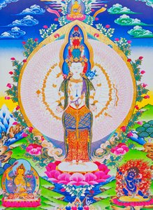 描绘千手千眼观世音菩萨的图像（布面水粉画）