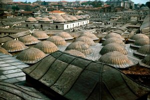 Panoramic view of Istanbul, with domes of the Great Bazaar