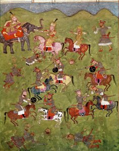 伊斯兰艺术：战斗场景。 来自 Ferdowsi（Firdawsi，或 Ferdawsi，或 Firdousi，约 940 年至 1020 年）的史诗“Shahnameh”（Shah Nama，Shahnama）（国王之书）手稿的波斯缩影。那不勒斯国家图书馆 作者 学校波斯语