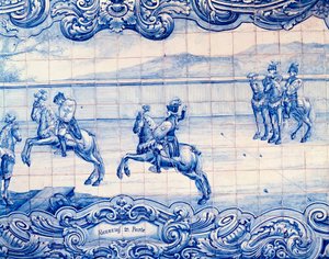骑手在葡萄牙练习阿尔坎西亚斯的比赛。 阿祖莱霍斯。 意大利大使馆, 里斯本 作者 葡萄牙语学校