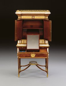 1790年左右，在俄罗斯Ormolu上安装的白色大理石和桃花心木bonheur du jour（ormolu，大理石和桃花心木） 作者 学校俄语