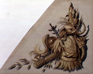 新古典主义武器战利品：印度，约1825年（纸上水彩画） 作者 学校俄语