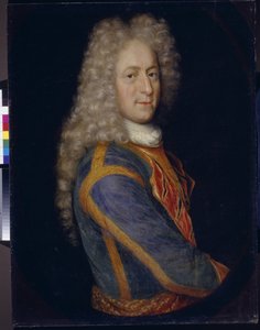 Portrait du marechal Ivan Yurievich Troubetskoy (1667-1750) (伊万-尤里耶维奇-特鲁别茨科伊肖像)。无色油画，纸上水彩 作者 学校俄语