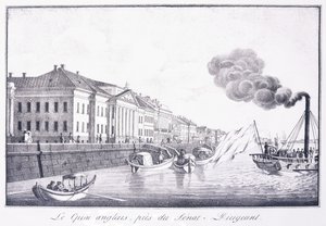 参议院-迪里吉安特附近的英吉利码头； Le Quai Anglais，Pres du Senat-Dirigeant，19世纪初（版画） 作者 学校俄语