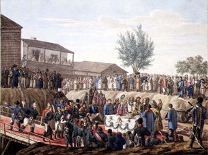 1820年莫希洛夫海关大楼的奠基仪式（纸上水彩画） 作者 学校俄语