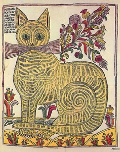 喀山的猫》，民间书籍讽刺插图（lubok），约 1710 年（版画，水彩画）