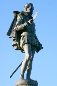 米格尔-德-塞万提斯（1547-1616）的雕像（大理石）。