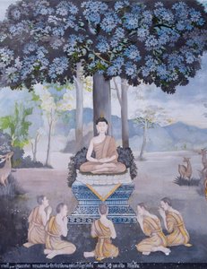描绘佛祖生平场景的壁画，Wat Phra That Doi Suthep 寺（壁画）
