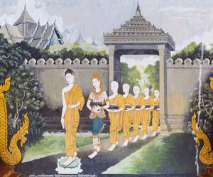 描绘佛祖生平场景的壁画，Wat Phra That Doi Suthep 寺