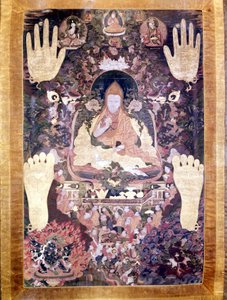 五世达赖喇嘛Blo Bzang Rgya ktso，是历史上最杰出、最重要的达赖喇嘛。西藏泰卡，吉美博物馆，巴黎 作者 藏族学校
