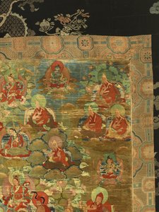 第三班禅喇嘛Losan Penden Yeshe（布上水粉）的细节 作者 藏族学校