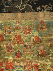 第三班禅喇嘛Losan Penden Yeshe（布上水粉）的细节 作者 藏族学校