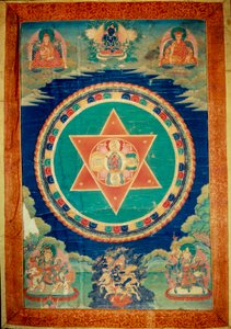 Mandala de vajravarami the goddess dances (in the center) its name means “” adamantine laie”””. Tibet 作者 藏族学校