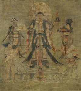 藏族文化：北方的守护者--维萨瓦纳-比沙蒙丹。水墨画，尺寸：62.5x53 作者 藏族学校