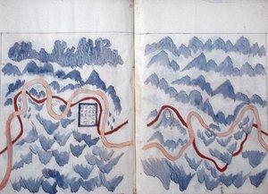 HM 2182 越南驻中国大使馆航行期间绘制的地图（纸上水彩）。
