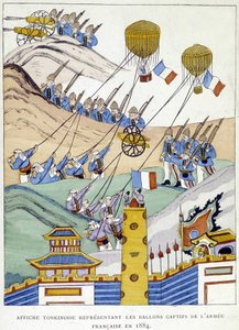 Tonkinese 海报描绘了 1884 年法国军队的俘虏气球。 作者 越南语学校