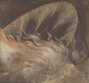 一个被火舌和灵光环绕的使徒的头像：碎片..., 1500-50. 作者 拉斐尔学院。