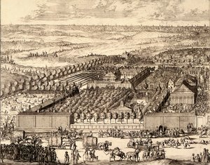 莫斯科左侧的德国四分卫Nemetskaya sloboda，1705年 作者 肖内贝克