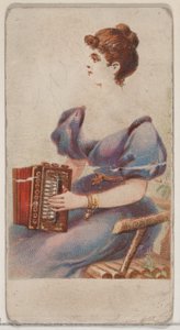 手风琴，来自乐器系列N82，用于杜克牌香烟，1888年。 作者 舒马赫和埃特林格