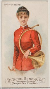 法国号，来自乐器系列N82，用于杜克牌香烟，1888年。 作者 舒马赫和埃特林格