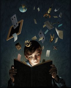 一本书捕捉到的孩子的想象力，2012 年（刮画板，数码上色） 作者 