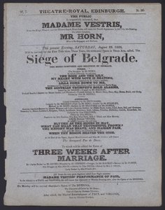 Theatre programme for the Theatre Royal, Edinburgh, 23 August 1823 (litho)