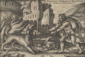 海格力斯抓捕地狱之神，出自《海格力斯的工作》，1545年。